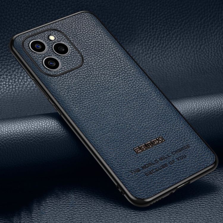 

For Honor 60 SE Pasted Leather Litchi Texture TPU Phone Case(Royal Blue)