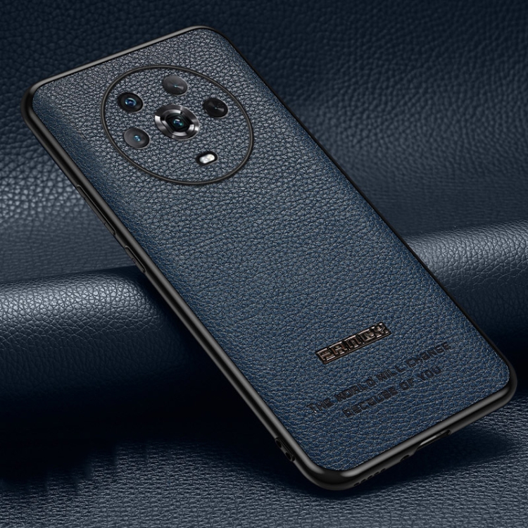 

For Honor Magic4 Pasted Leather Litchi Texture TPU Phone Case(Royal Blue)