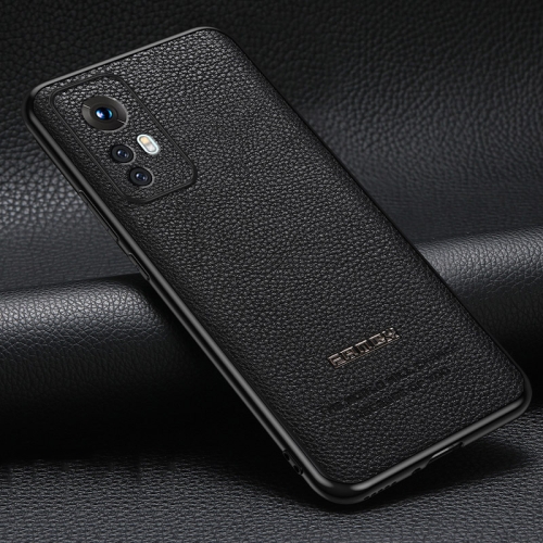 

For Xiaomi 12 Pro Pasted Leather Litchi Texture TPU Phone Case(Black)