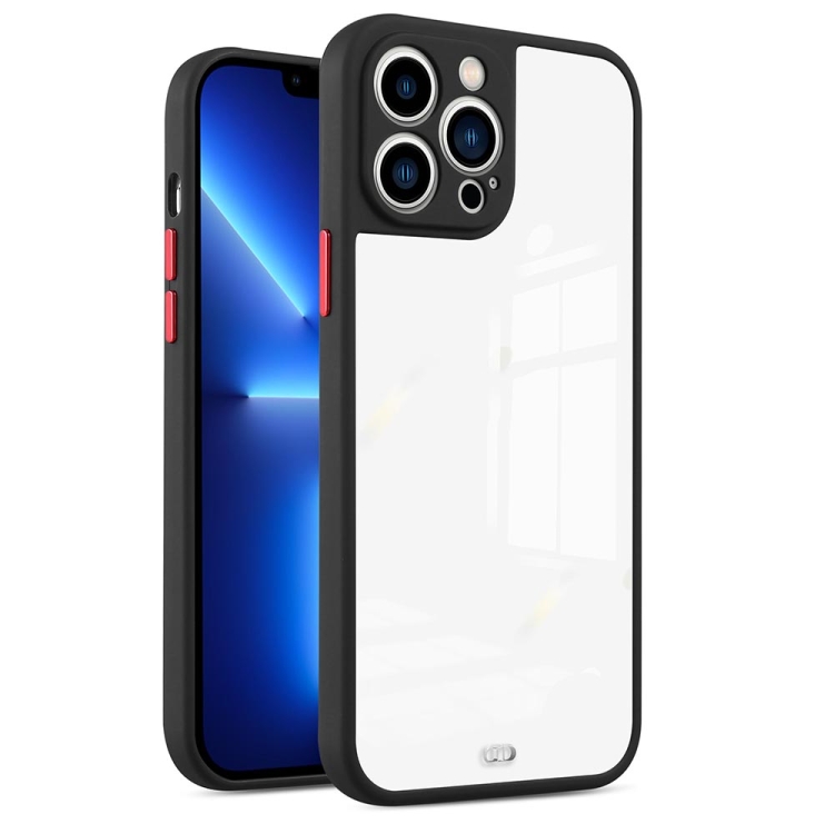 

Electroplated Button Two-color TPU Phone Case For iPhone 12 Pro Max(Black)