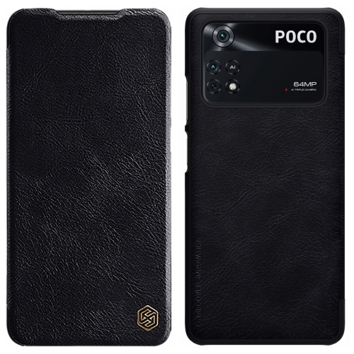 

For Xiaomi Poco M4 Pro NILLKIN QIN Series Crazy Horse Texture Leather Phone Case(Black)