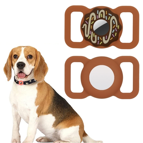 

Donut Pet Collar Anti-scratch Shockproof Silicone Cover For AirTag(Brown)