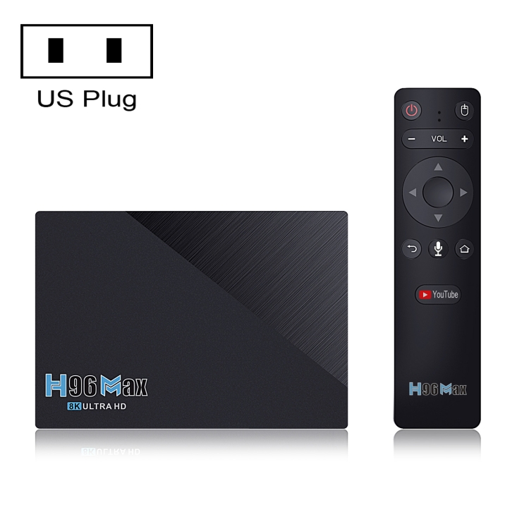

H96 Max 2GB+16GB 8K Smart TV BOX Android 11.0 Media Player wtih Remote Control, Plug Type:US Plug