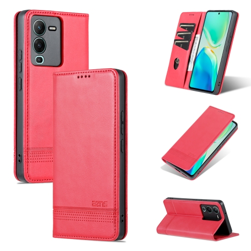 

For vivo S15 Pro AZNS Magnetic Calf Texture Leather Phone Case(Red)