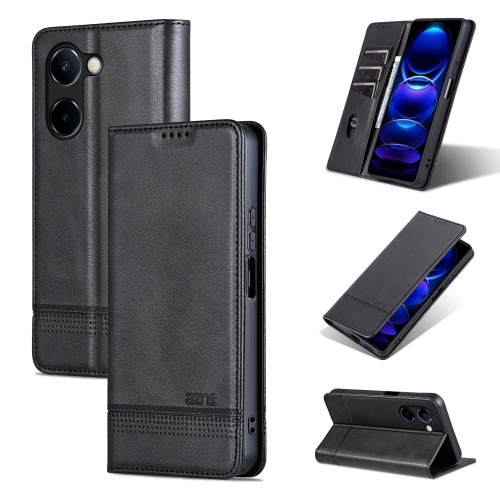 

For vivo Y100i 5G AZNS Magnetic Calf Texture Leather Phone Case(Black)