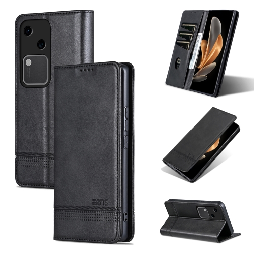 

For vivo S18 AZNS Magnetic Calf Texture Leather Phone Case(Black)