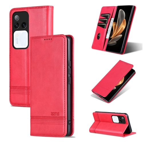 

For vivo S18 Pro AZNS Magnetic Calf Texture Leather Phone Case(Red)