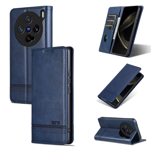 

For vivo X200 Pro mini AZNS Magnetic Calf Texture Leather Phone Case(Dark Blu)