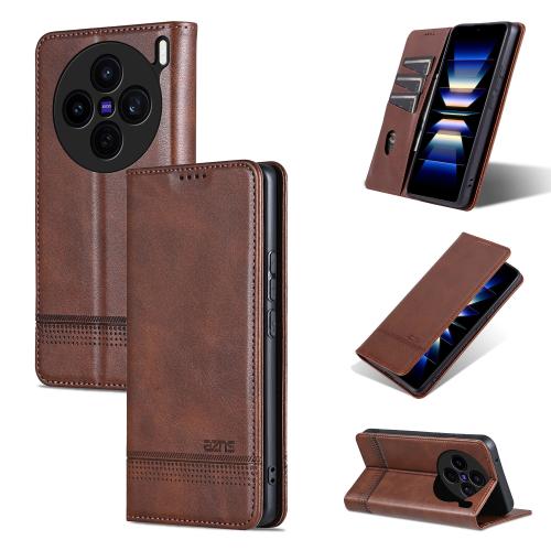 

For vivo X200s AZNS Magnetic Calf Texture Leather Phone Case(Dark Brown)