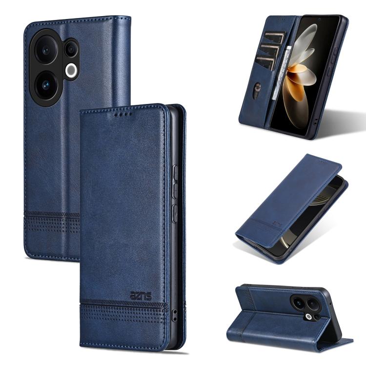 

For vivo S30 AZNS Magnetic Calf Texture Leather Phone Case(Dark Blu)