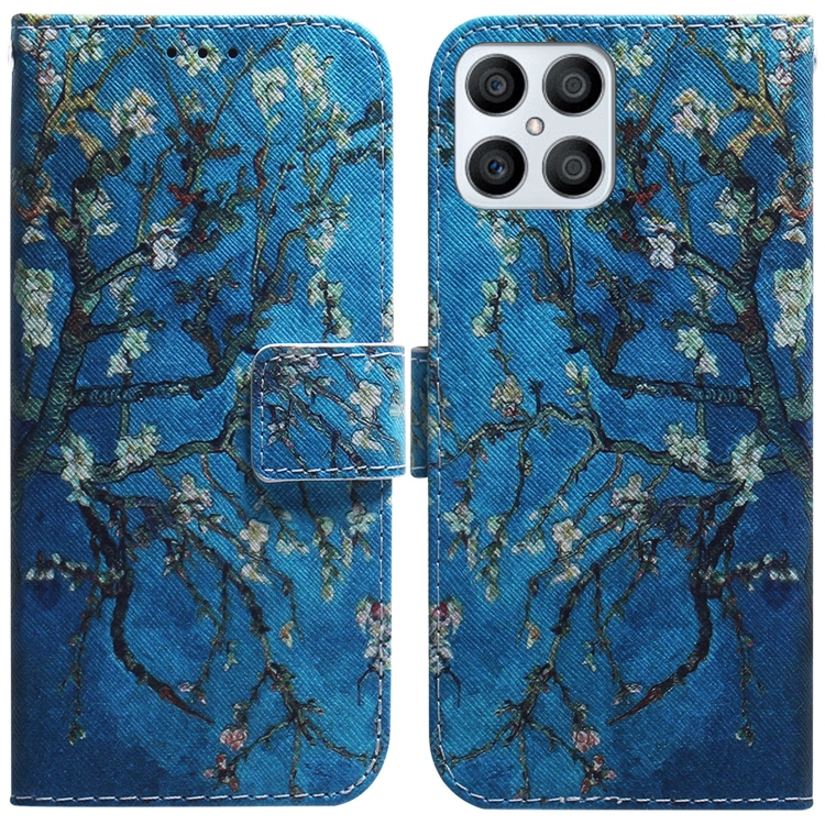 

For Honor X8 Coloured Drawing Leather Phone Case(Apricot)