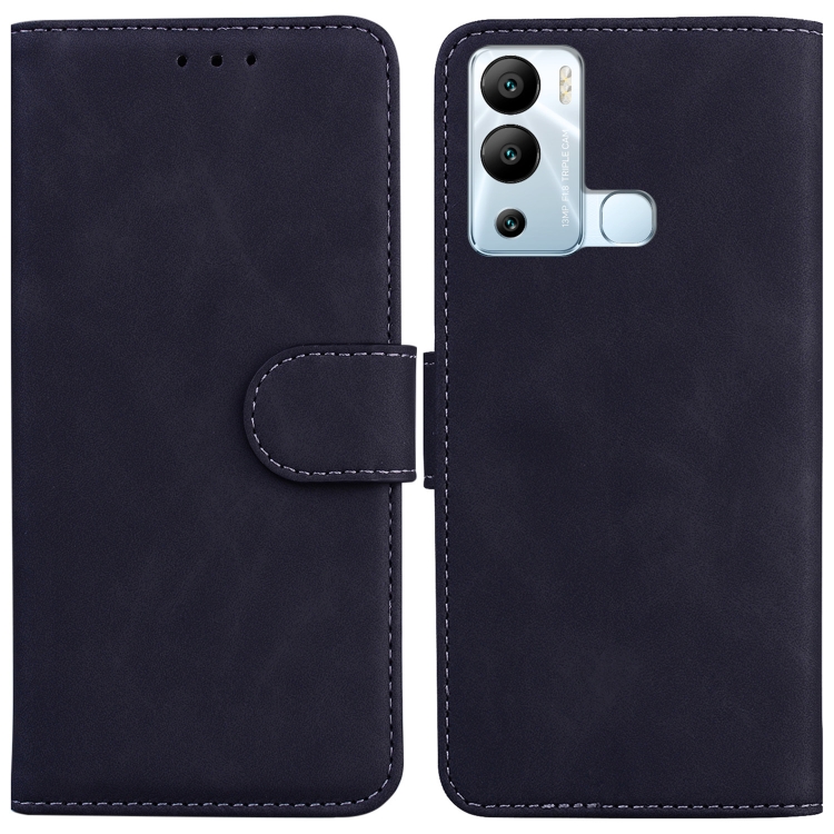 

For Infinix Hot 12i Skin Feel Pure Color Flip Leather Phone Case(Black)