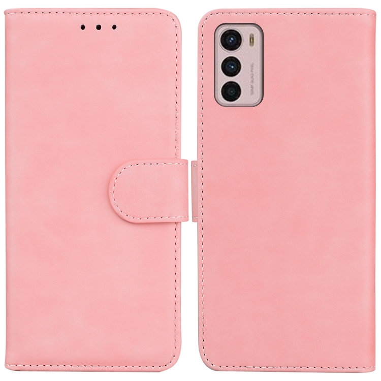 

For Motorola Moto G42 Skin Feel Pure Color Flip Leather Phone Case(Pink)