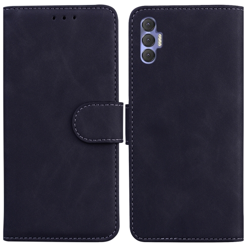 

For Tecno Spark 8 Pro Skin Feel Pure Color Flip Leather Phone Case(Black)