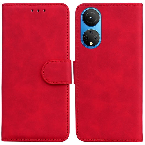 

For Honor X7 Skin Feel Pure Color Flip Leather Phone Case(Red)