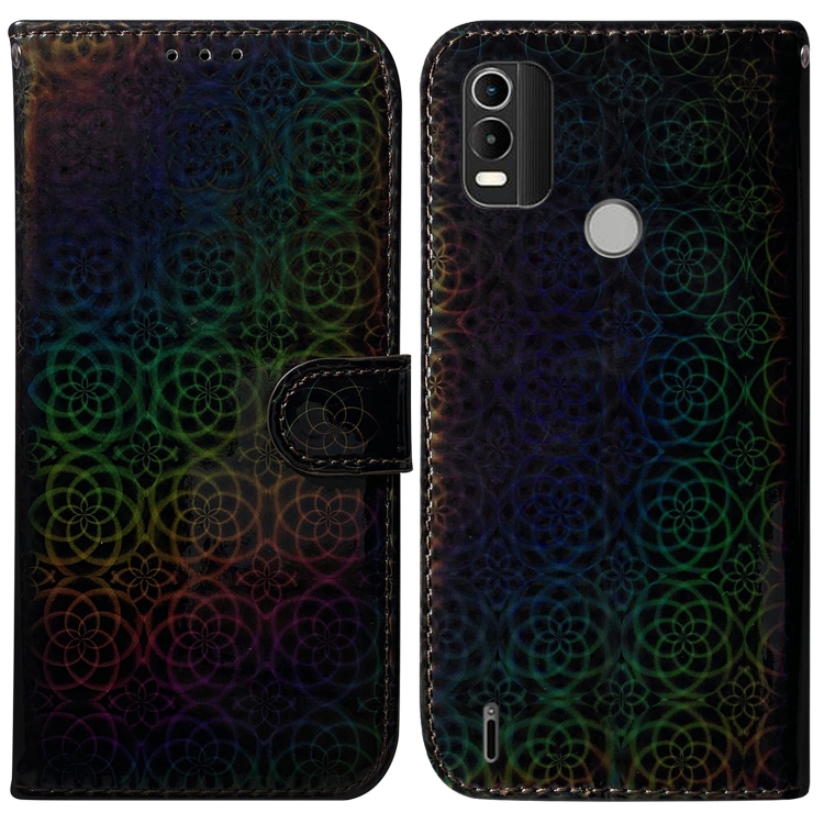 

For Nokia C21 Plus Colorful Magnetic Buckle Leather Phone Case(Black)