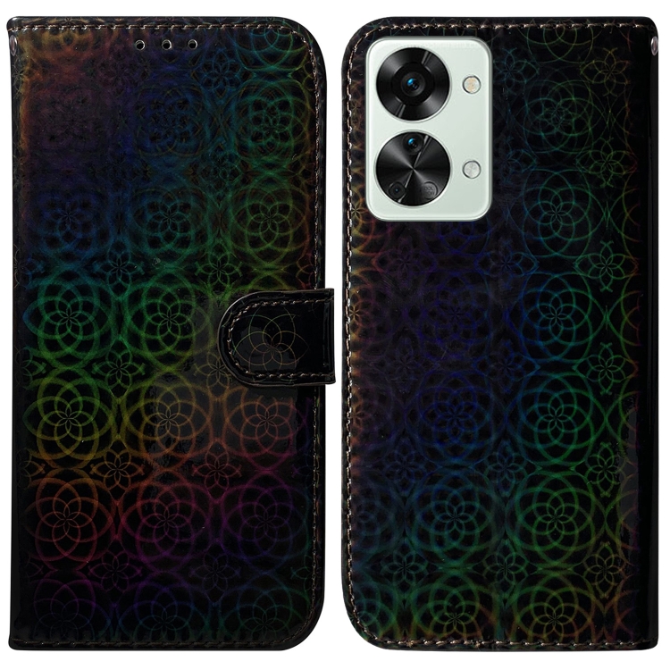 

For OnePlus Nord 2T Colorful Magnetic Buckle Leather Phone Case(Black)