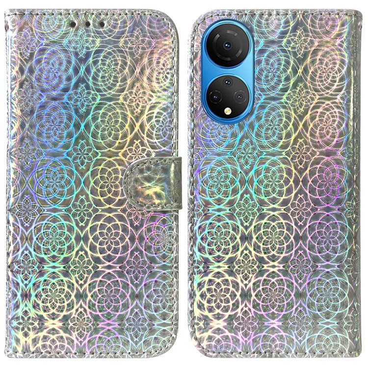 

For Honor X7 Colorful Magnetic Buckle Leather Phone Case(Silver)