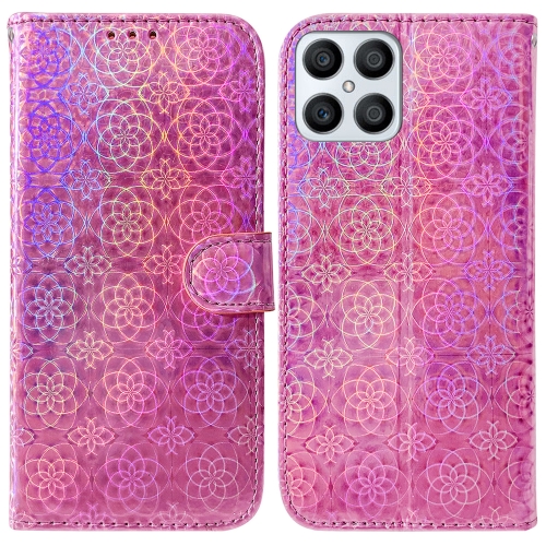 

For Honor X8 Colorful Magnetic Buckle Leather Phone Case(Pink)