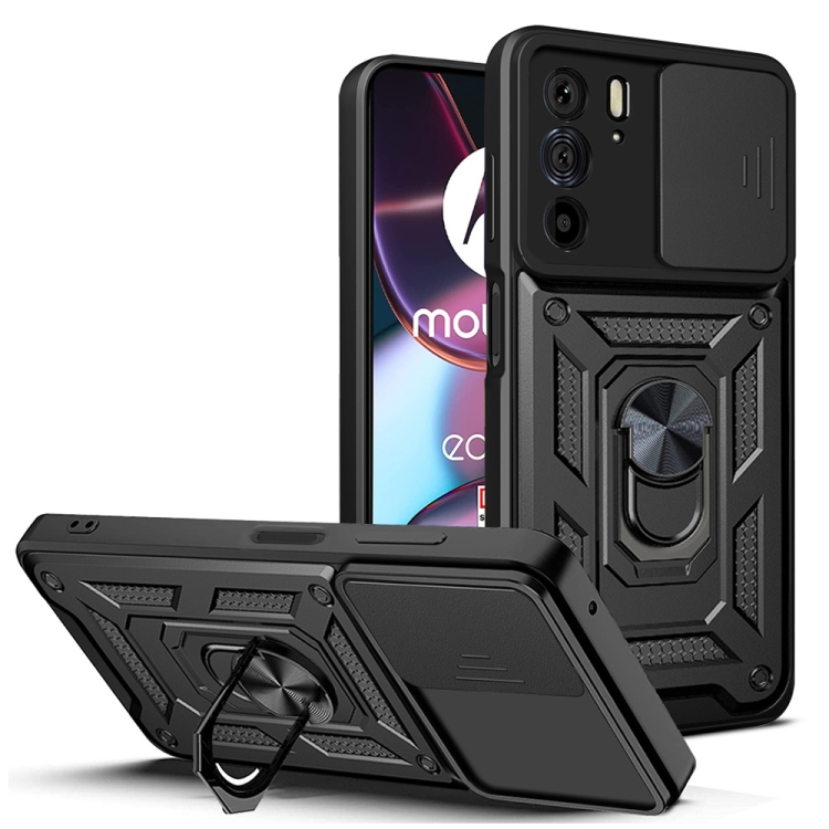 

For Motorola Edge 30 Pro Sliding Camera Cover Design TPU+PC Phone Case(Black)
