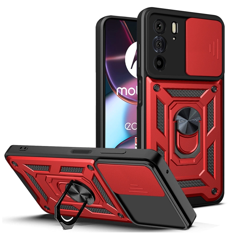 

For Motorola Edge 30 Pro Sliding Camera Cover Design TPU+PC Phone Case(Red)