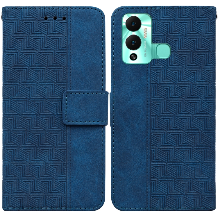 

For Infinix Hot 12 Play Geometric Embossed Leather Phone Case(Blue)