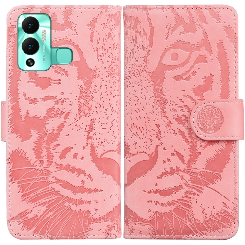 

For Infinix Hot 12 Play Tiger Embossing Pattern Horizontal Flip Leather Phone Case(Pink)