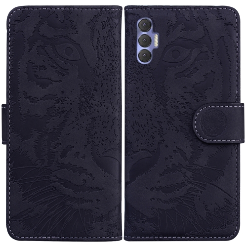 

For Tecno Spark 8 Pro Tiger Embossing Pattern Horizontal Flip Leather Phone Case(Black)