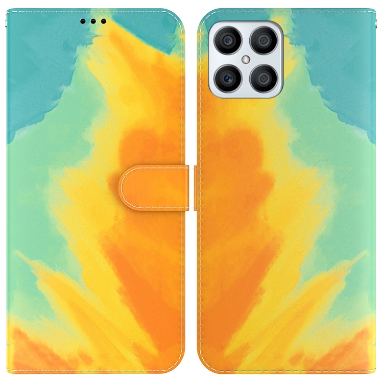 

For Honor X8 Watercolor Pattern Horizontal Flip Leather Phone Case(Autumn Leaf Color)