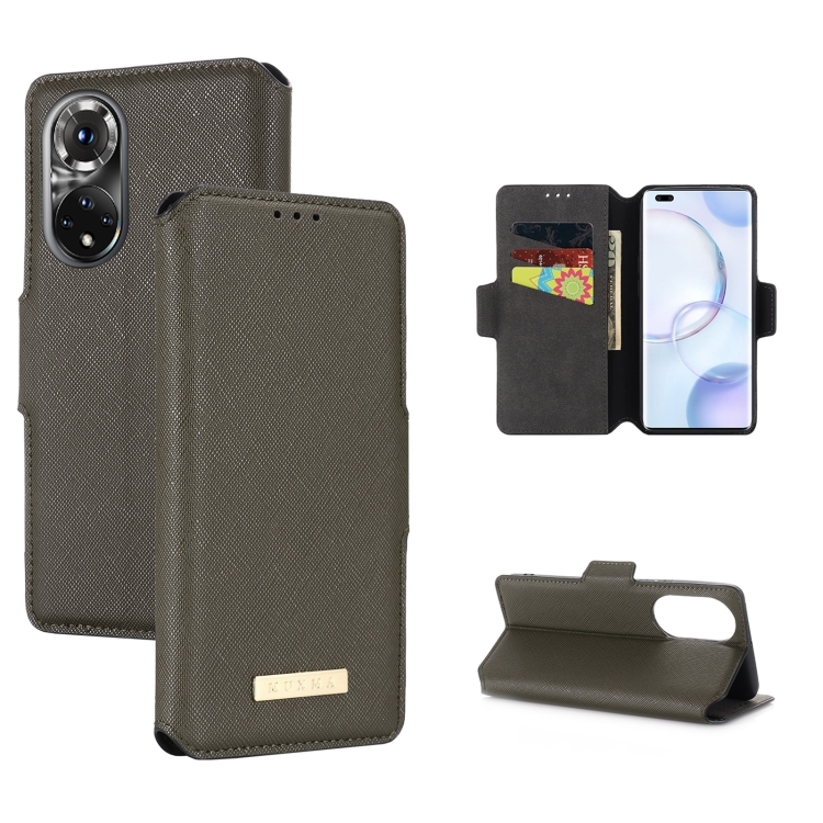 

For Honor 50 MUXMA MX115 Cross Texture Oil Edge Flip Leather Phone Case(Grey)