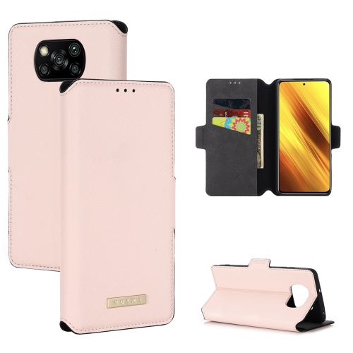

For Xiaomi Poco X3 NFC / X3 MUXMA MX115 Cross Texture Oil Edge Flip Leather Phone Case(Pink)