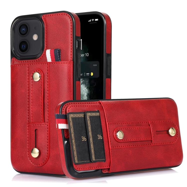

Wristband Kickstand Wallet Leather Phone Case For iPhone 12 / 12 Pro(Red)