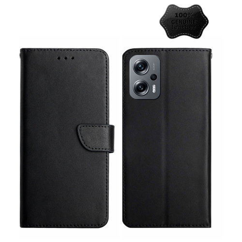 

For Xiaomi Poco X4 GT Genuine Leather Fingerprint-proof Horizontal Flip Phone Case(Black)