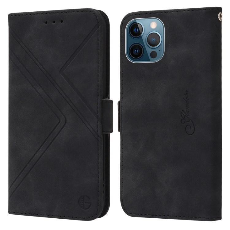 

RFID Geometric Line Flip Leather Phone Case For iPhone 14 Pro(Black)
