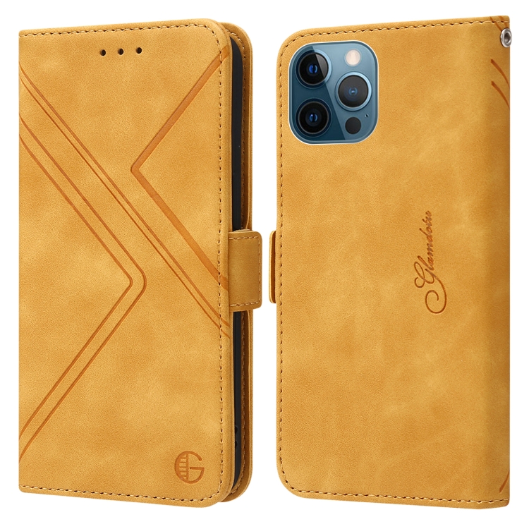 

RFID Geometric Line Flip Leather Phone Case For iPhone 14 Pro Max(Yellow)