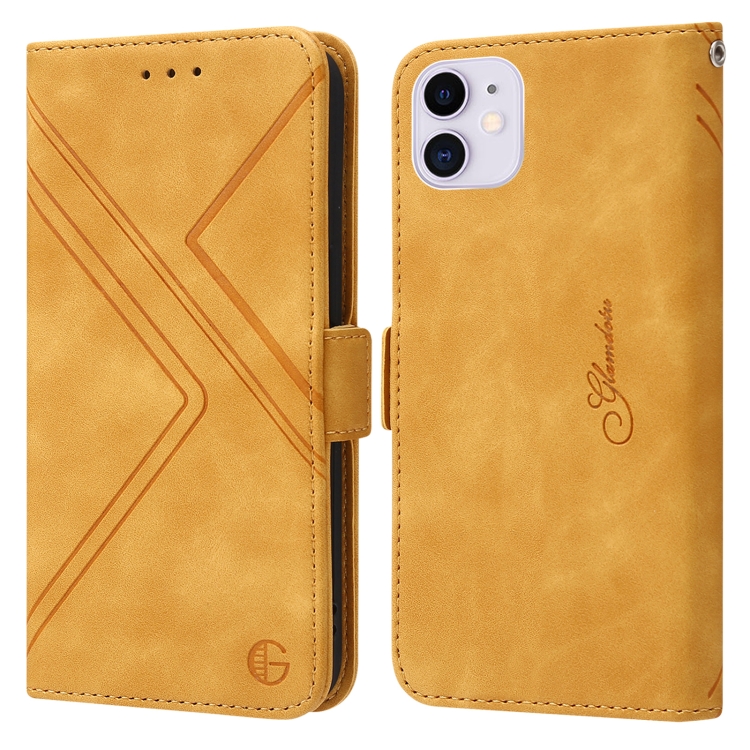 

RFID Geometric Line Flip Leather Phone Case For iPhone 11(Yellow)