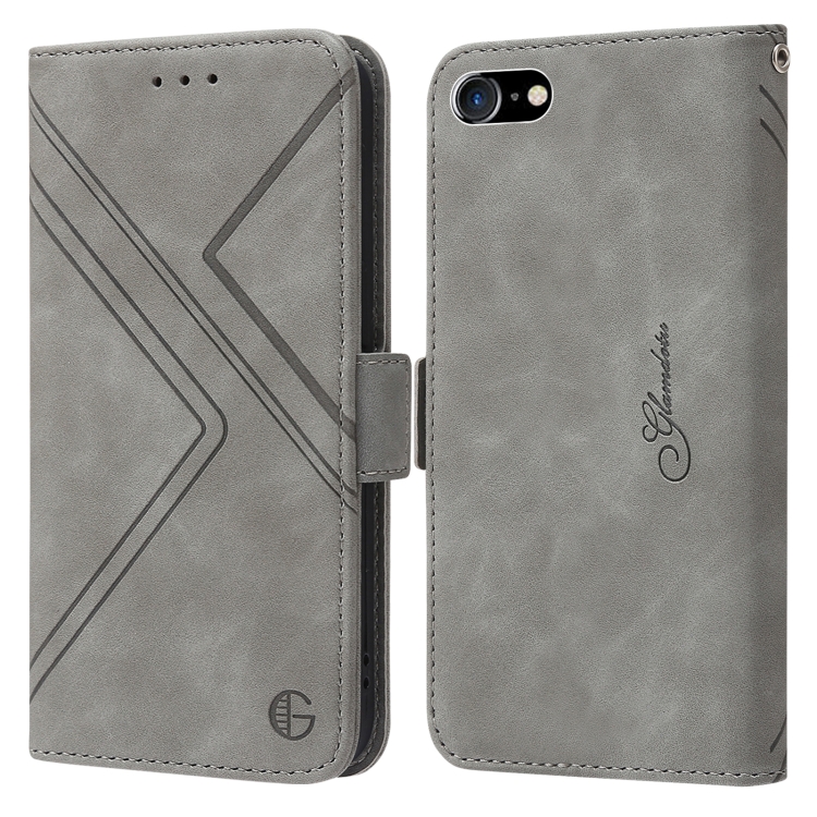 

RFID Geometric Line Flip Leather Phone Case For iPhone 8 Plus / 7 Plus / 6 Plus(Grey)
