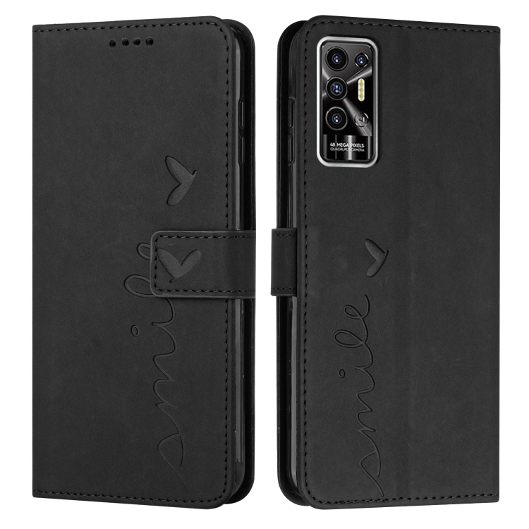 

For Tecno Pova 2 Skin Feel Heart Pattern Leather Phone Case(Black)