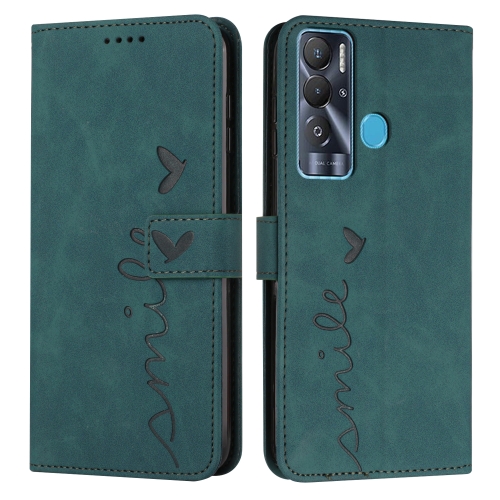 

For Tecno Pova Neo Skin Feel Heart Pattern Leather Phone Case(Green)