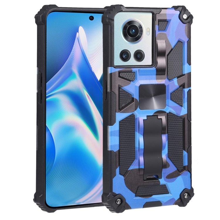 

For OnePlus Ace 5G Camouflage Armor Kickstand TPU + PC Magnetic Phone Case(Dark Blue)