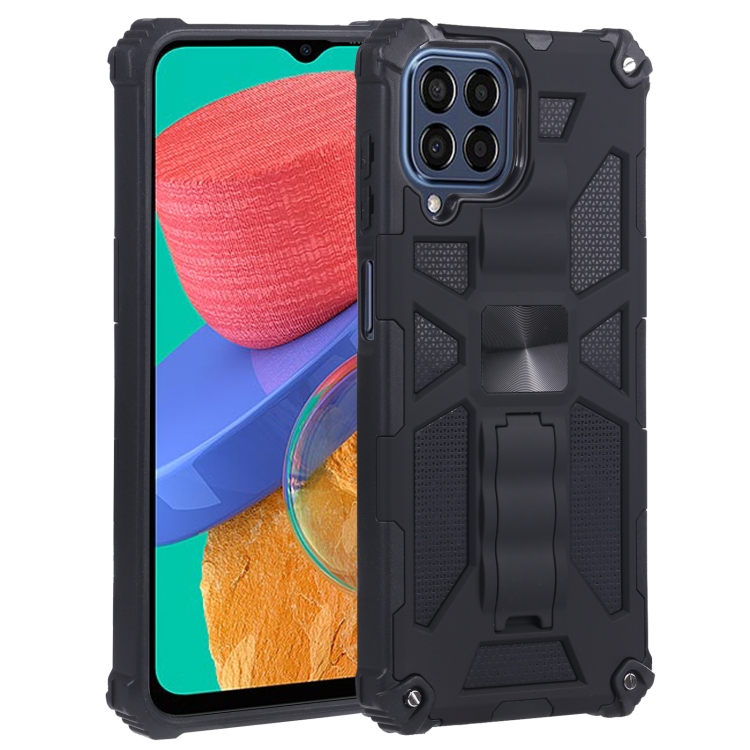 

For Samsung Galaxy M33 Shockproof TPU + PC Magnetic Phone Case with Holder(Black)