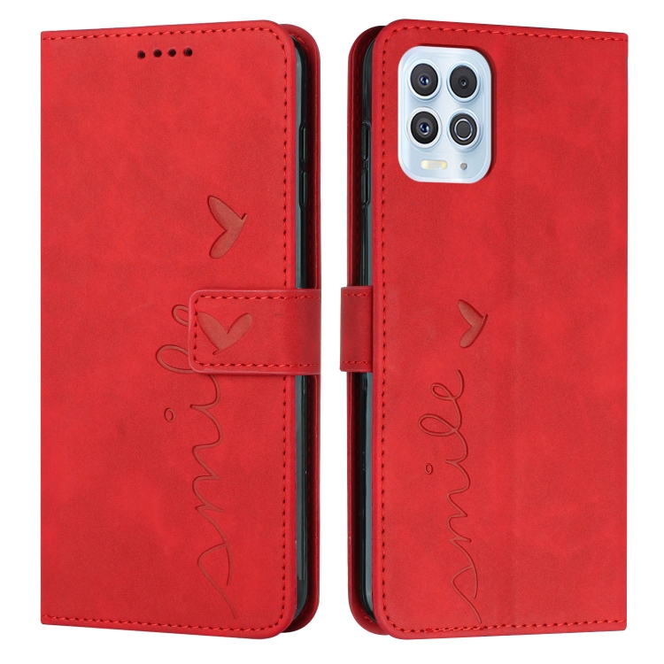 

For Motorola Edge S Skin Feel Heart Pattern Leather Phone Case(Red)