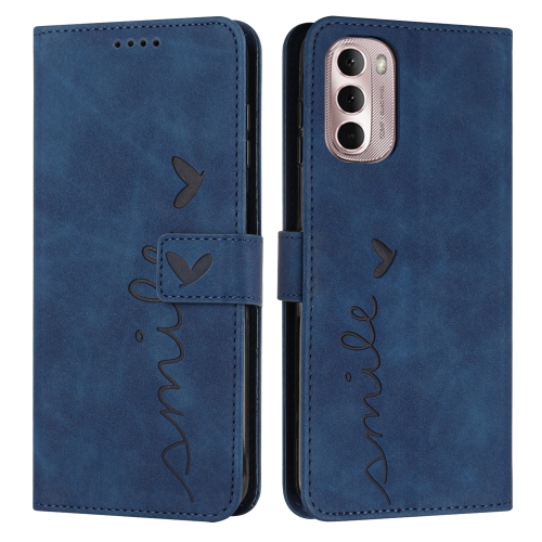 

For Motorola Moto G Stylus 5G 2022 Skin Feel Heart Pattern Leather Phone Case(Blue)