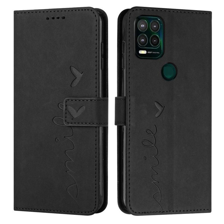 

For Motorola Moto G Stylus 2021 5G Skin Feel Heart Pattern Leather Phone Case(Black)