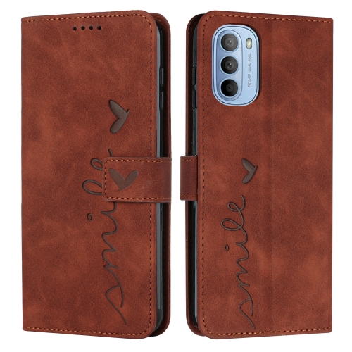 

For Motorola Moto G31/G41 Skin Feel Heart Pattern Leather Phone Case(Brown)