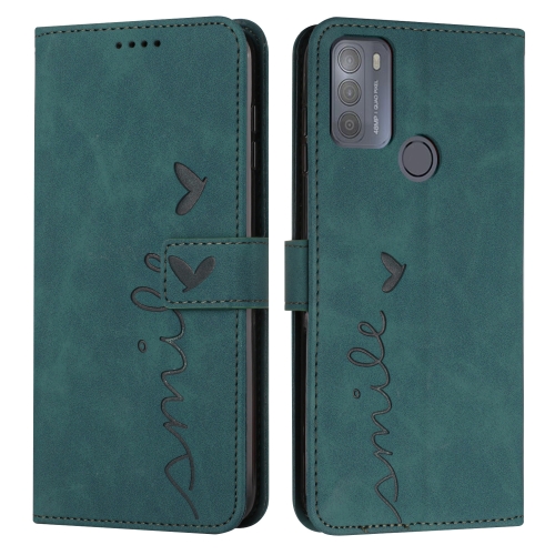 

For Motorola Moto G50 Skin Feel Heart Pattern Leather Phone Case(Green)