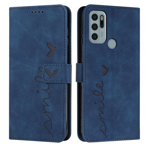 

For Motorola Moto G60S Skin Feel Heart Pattern Leather Phone Case(Blue)