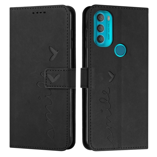 

For Motorola Moto G71 5G Skin Feel Heart Pattern Leather Phone Case(Black)