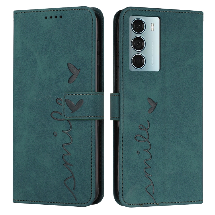 

For Motorola Moto G200 Skin Feel Heart Pattern Leather Phone Case(Green)