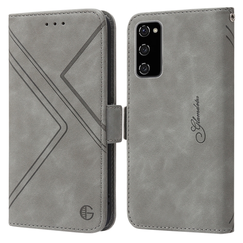 

For Samsung Galaxy S20 FE RFID Geometric Line Flip Leather Phone Case(Grey)